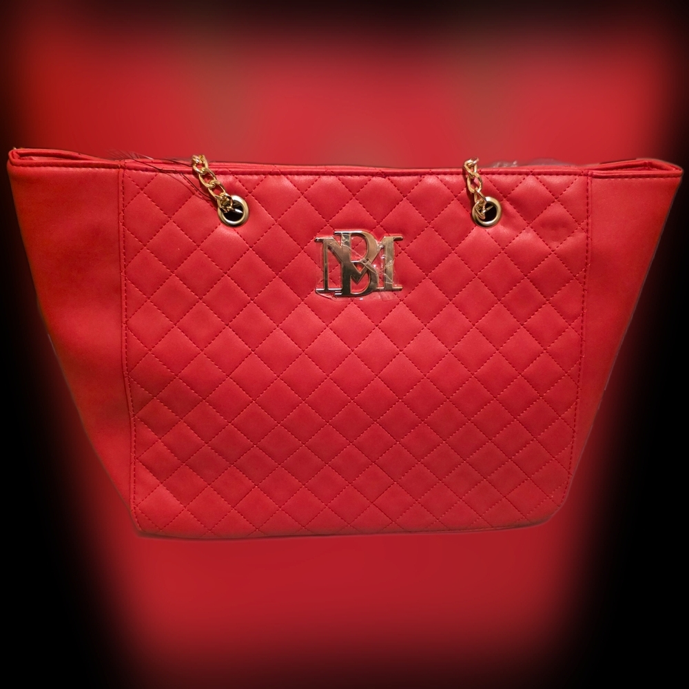 Badgley Mischka Red Quilted Tote